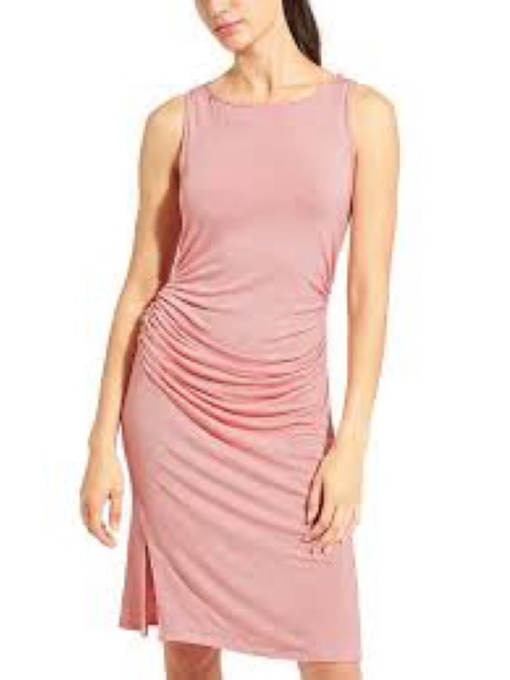 Athleta Pink Rouched Sleeveless Dress, Size S